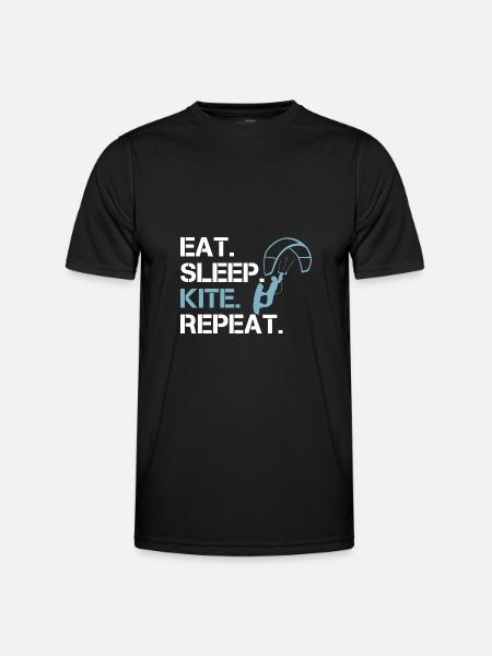Kitesurfer Eat Sleep Kite Repeat - Männer Funktions-T-Shirt - Schwarz