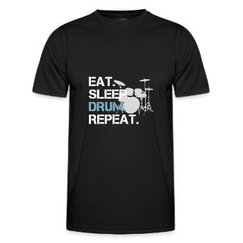 Schlagzeug Eat Sleep Drum Repeat Drums - Männer Funktions-T-Shirt - Schwarz - Vorne - AI Model Male 178 dark (178cm)