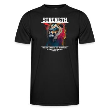 Lion's Strength Splash - Männer Funktions-T-Shirt - Schwarz - Vorne - AI Model Male 178 dark (178cm)