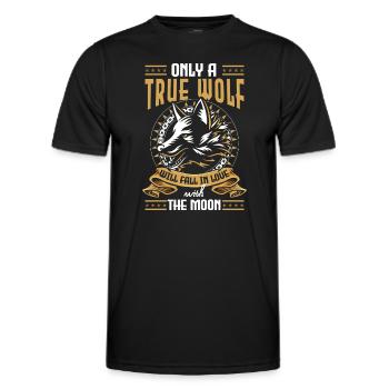 Wölfe Hund Mystik Vollmond - Männer Funktions-T-Shirt - Schwarz - Vorne - AI Model Male 178 dark (178cm)