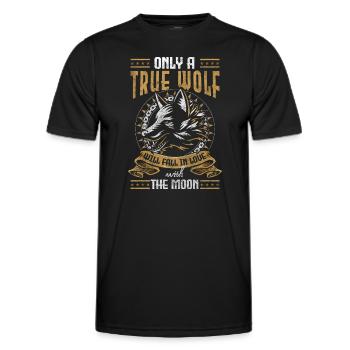 Wölfe Rudel Mond Natur - Männer Funktions-T-Shirt - Schwarz - Vorne - AI Model Male 178 dark (178cm)