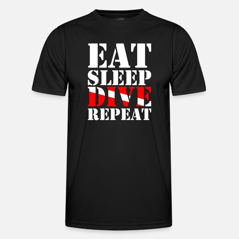 Eat Sleep Dive Repeat - Männer Funktions-T-Shirt - Schwarz