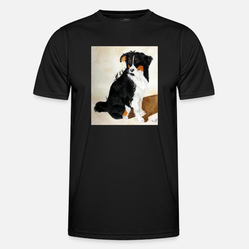 Sitzender Aussie Nanouk - Männer Funktions-T-Shirt - Schwarz