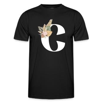 lettre C fleuris - T-shirt sport Homme - noir - Devant - AI Model Male 178 dark (178cm)