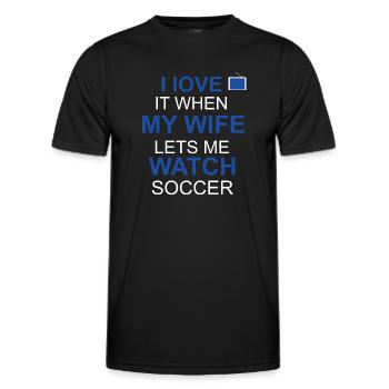 I love it when my wife lets me watch soccer - Männer Funktions-T-Shirt - Schwarz - Vorne - AI Model Male 178 dark (178cm)