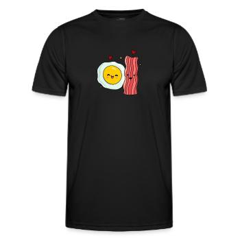 Egg Fried Egg Bacon Couple - Men's Functional T-Shirt - black - Front - AI Model Male 178 dark (178cm)