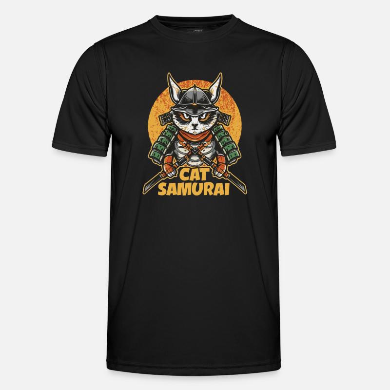 Cat Samurai - Men's Functional T-Shirt - black