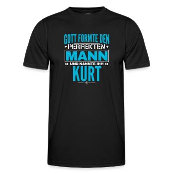 Kurt Name Design - Männer Funktions-T-Shirt - Schwarz - Vorne - AI Model Male 178 dark (178cm)