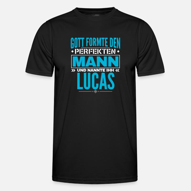 Lucas Name Design - Männer Funktions-T-Shirt - Schwarz
