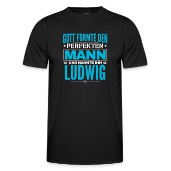 Ludwig Name Design - Männer Funktions-T-Shirt - Schwarz - Vorne - AI Model Male 178 dark (178cm)