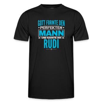 Rudi Name Design - Männer Funktions-T-Shirt - Schwarz - Vorne - AI Model Male 178 dark (178cm)