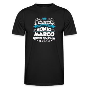Marco Name Design - Männer Funktions-T-Shirt - Schwarz - Vorne - AI Model Male 178 dark (178cm)