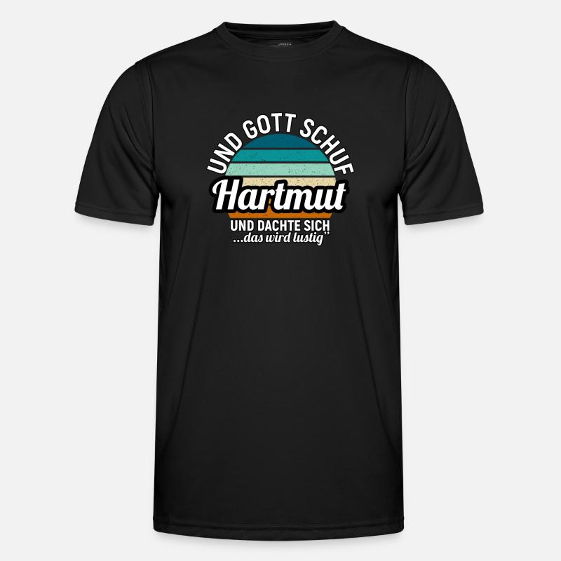 Hartmut - Männer Funktions-T-Shirt - Schwarz