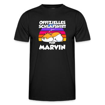 Offizielles Schlafshirt Von Marvin - Männer Funktions-T-Shirt - Schwarz - Vorne - AI Model Male 178 dark (178cm)