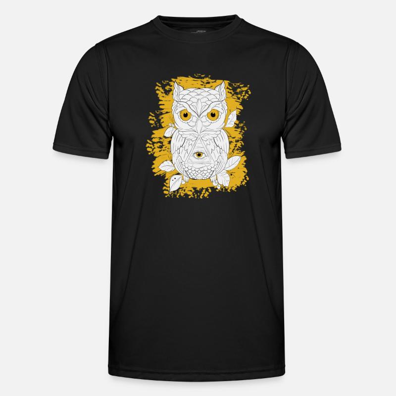 GOLDENE EULE LINEAR - Männer Funktions-T-Shirt - Schwarz