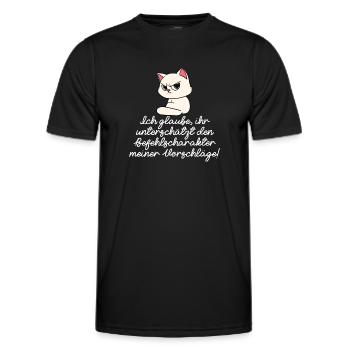 Katze Diva Befehle - Männer Funktions-T-Shirt - Schwarz - Vorne - AI Model Male 178 dark (178cm)