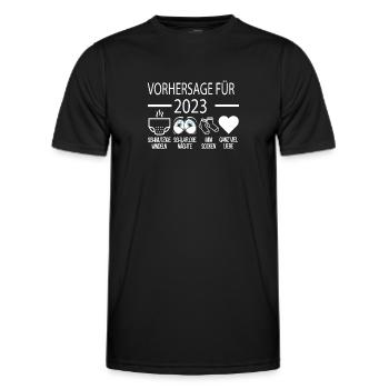Vorhersage 2023 Werdender Papa Werdende Mama - Männer Funktions-T-Shirt - Schwarz - Vorne - AI Model Male 178 dark (178cm)