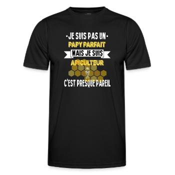 Papy apiculteur humour abeille apicole t-shirt - T-shirt sport Homme - noir - Devant - AI Model Male 178 dark (178cm)