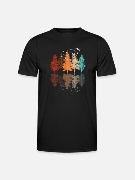 Wald Bäume Reflektion Natur Naturliebhaber - Männer Funktions-T-Shirt - Schwarz