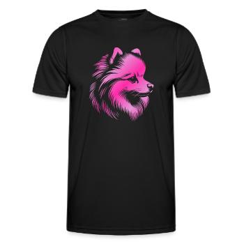 Pomeranian, Pomeranian, Dog's Head, Drawing pink - Men's Functional T-Shirt - black - Front - AI Model Male 178 dark (178cm)