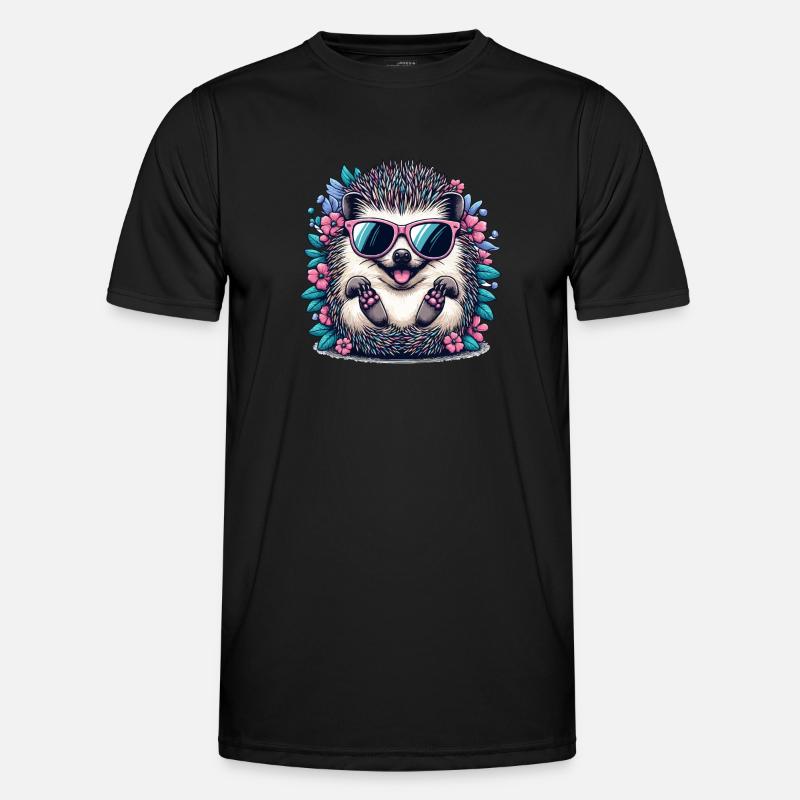 Buntes Igelchen - Männer Funktions-T-Shirt - Schwarz