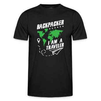 Je suis un voyageur - T-shirt sport Homme - noir - Devant - AI Model Male 178 dark (178cm)