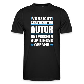 Don't address stressed author! - Men's Functional T-Shirt - black - Front - AI Model Male 178 dark (178cm)
