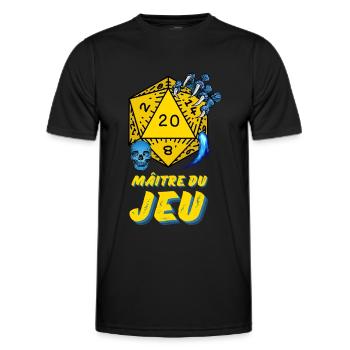 D20 Aventures JDR Maître du Jeu - T-shirt sport Homme - noir - Devant - AI Model Male 178 dark (178cm)