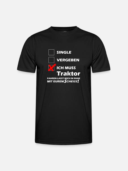 Traktor Single - Männer Funktions-T-Shirt - Schwarz