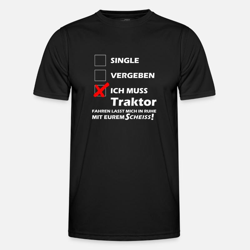 Traktor Single - Männer Funktions-T-Shirt - Schwarz