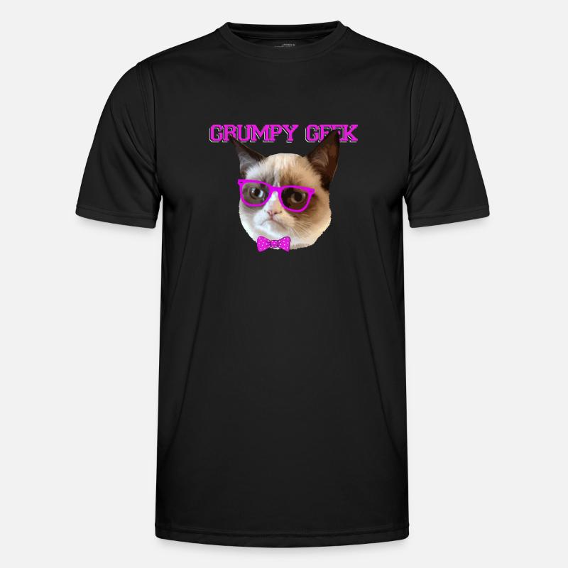 Cute Grumpy Geek Cat Gift Männer Funktions-T-Shirt