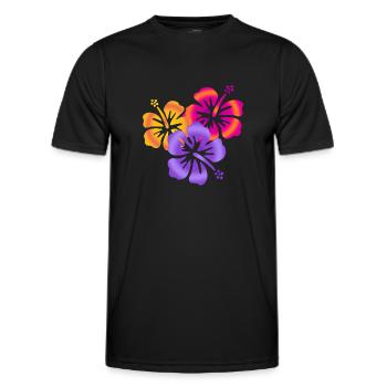 Hibiscus Drilling - Men's Functional T-Shirt - black - Front - AI Model Male 178 dark (178cm)