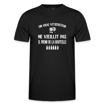 Un vrai viticulteur ne vieillit pas t-shirt - T-shirt sport Homme - noir - Devant - AI Model Male 178 dark (178cm)
