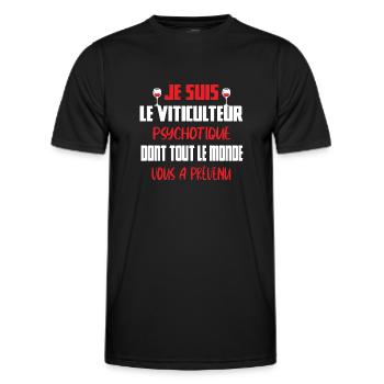 Je suis le viticulteur psychotique t-shirt homme - T-shirt sport Homme - noir - Devant - AI Model Male 178 dark (178cm)