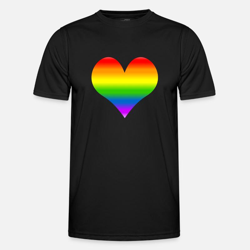 Regenbogenherz - Männer Funktions-T-Shirt - Schwarz