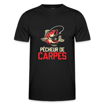 Poisson - Carpe - Pêcheur - Pêcherie - Cadeau - T-shirt sport Homme - noir - Devant - AI Model Male 178 dark (178cm)