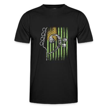 Drapeau américain avec guitare et basse clef - T-shirt sport Homme - noir - Devant - AI Model Male 178 dark (178cm)