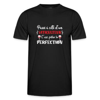 Passé à côté d'un viticulteur t-shirt homme - T-shirt sport Homme - noir - Devant - AI Model Male 178 dark (178cm)