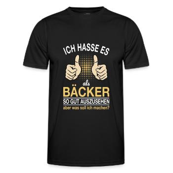 Bäcker Spruch - Männer Funktions-T-Shirt - Schwarz - Vorne - AI Model Male 178 dark (178cm)