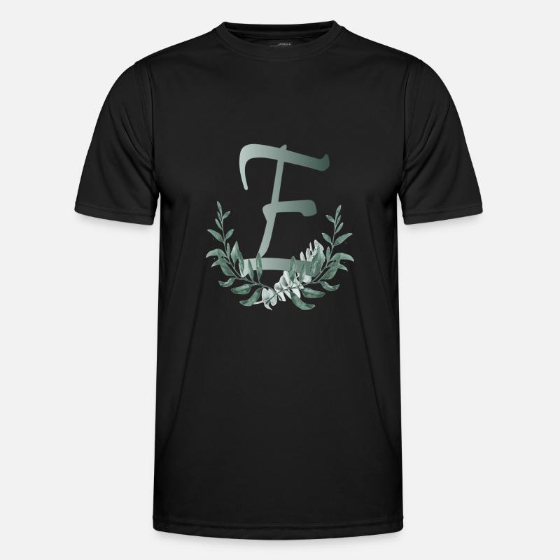 Letter E with plants - Men's Functional T-Shirt - black