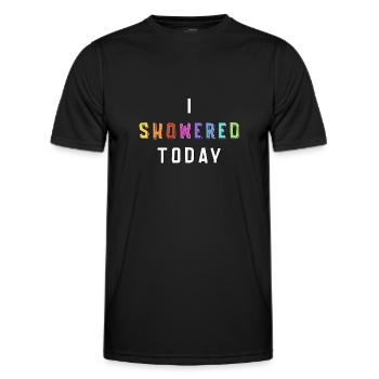 J’ai pris une douche aujourd’hui en disant drôle de ringard - T-shirt sport Homme - noir - Devant - AI Model Male 178 dark (178cm)