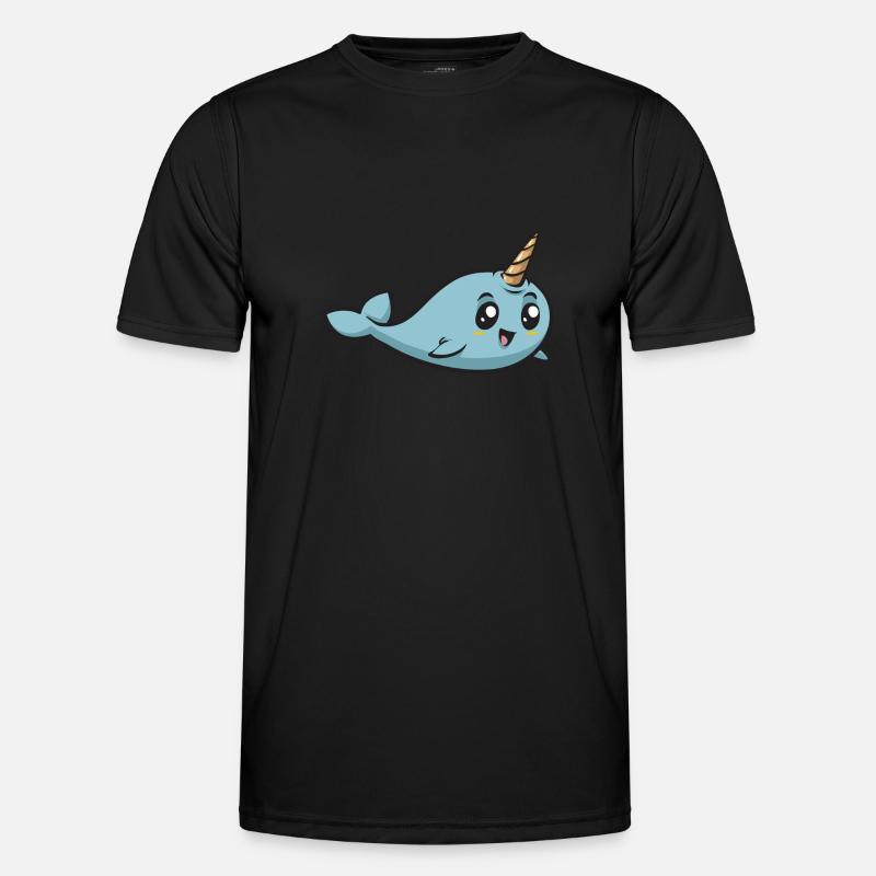 Narwal Einhornwal - Männer Funktions-T-Shirt - Schwarz