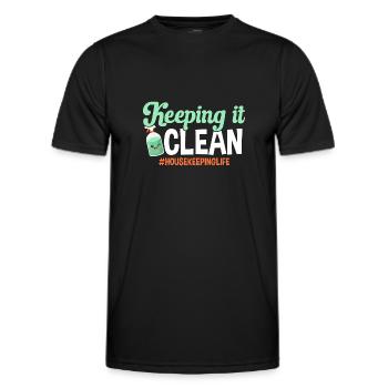Domestic help, cleaner, housekeeper - Men's Functional T-Shirt - black - Front - AI Model Male 178 dark (178cm)