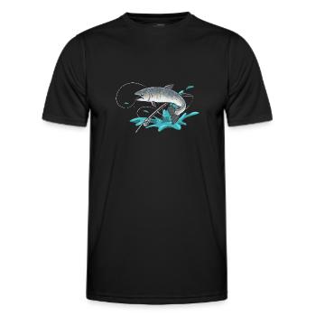 Pêche au saumon Pêcheur de saumon - T-shirt sport Homme - noir - Devant - AI Model Male 178 dark (178cm)