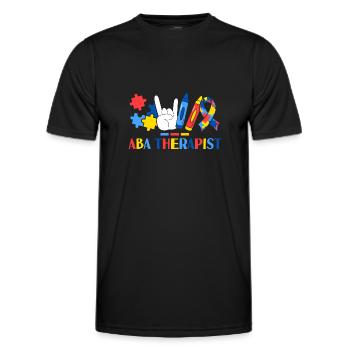 Thérapeute ABA Analyse comportementale appliquée - T-shirt sport Homme - noir - Devant - AI Model Male 178 dark (178cm)