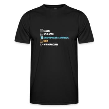 Bier Philatelie Briefmarkensammlung Briefmarkensam - Männer Funktions-T-Shirt - Schwarz - Vorne - AI Model Male 178 dark (178cm)