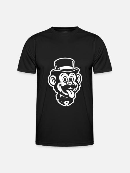Monkey Gentleman Comic - Men's Functional T-Shirt - black