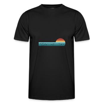 Retro Horizontal Vintage Fisch Sonnenuntergang Angeln - Männer Funktions-T-Shirt - Schwarz - Vorne - AI Model Male 178 dark (178cm)