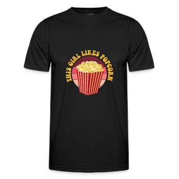 Girl Likes Popcorn Eating Healthy Corn - Men's Functional T-Shirt - black - Front - AI Model Male 178 dark (178cm)