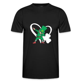 Dabbing St. Patty Cloverleaf Chapeau Coeur - T-shirt sport Homme - noir - Devant - AI Model Male 178 dark (178cm)